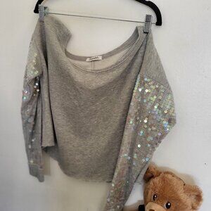 gray knit cropped sweter long sleeve